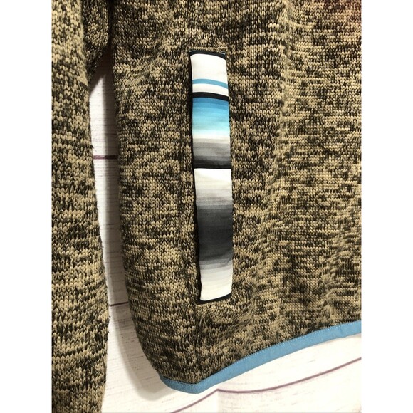 Cinch Youth XL 14 Brown Polar Fleece Pullover Sweater Pockets Snaps Turquoise - Picture 2 of 7